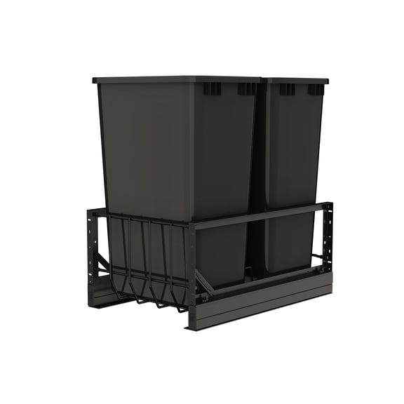 Rev-A-Shelf Double Pullout 50 qt. Kitchen Trash Can with Soft-Close, 5349-2150DM-218