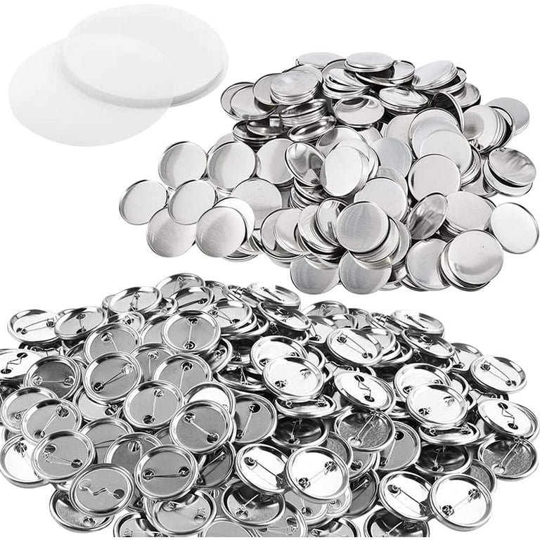  HTVRONT Button Making Supplies Blank - 100 Pcs Metal Button  Pins for Button Maker Machine, 58mm Round Badge Making Supplies with Metal  Shell Back Cover, Transparent Film and Blank Round Paper