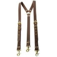 thumbnail image 4 of Hulara Leather Suspenders Men / Women Adjustable Back Y Design Dress Up Suspenders For Grooms/ Wedding/ Gift&nbsp; Men Suspenders With Heavy Duty Clips Brown Suspenders, 4 of 5