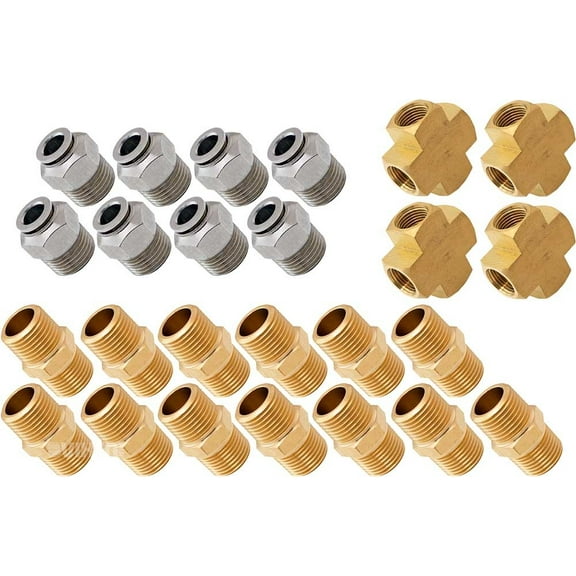 Vixen Air Set of Fittings for Eight 1/2" NPT Air Valves using 3/8" OD Air Lines VXK1220