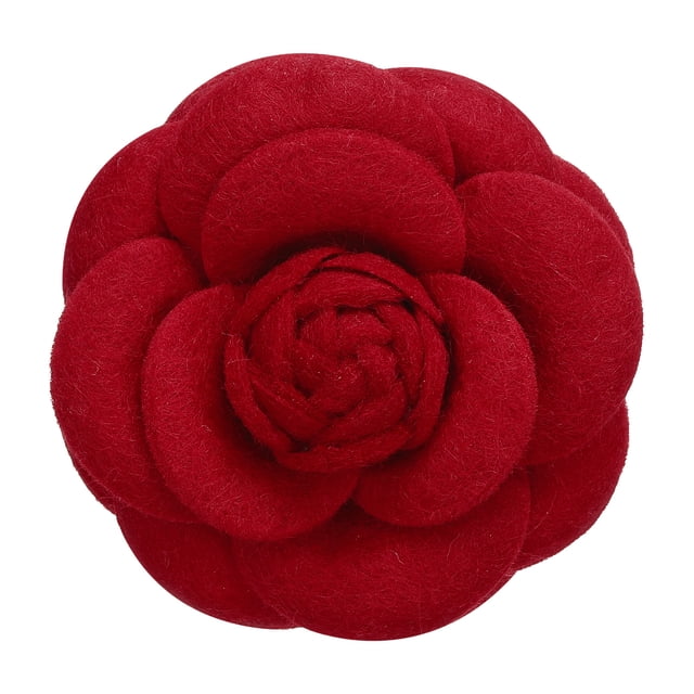 Broches de Flor Camelia Vintage Hechos a Mano Alfileres de Flor Floral para Mujeres Rojas