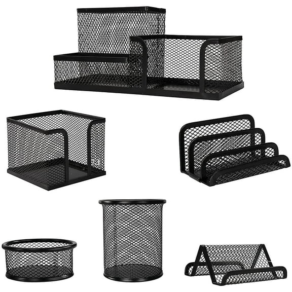 Yapicoco Desk Organizer Set Office Supplies Caddy, Desk Accessories Set Includes Pen Pencil Cup Holder, Pen Organizer, Mail Organizer, Sticky Notes Holder, Business Card Stand, Paper Clip Holder