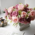 thumbnail image 5 of SHIMELE Artificial Silk Flowers Wedding Bouquet Bridal Decor Home Decoration Realistic Peony Roses Vase Filler Party Centerpieces 32CM, 5 of 5