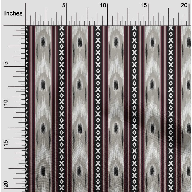 oneOone Cotton Flex Fabric Stripe & Geometric Ikat Print Sewing Fabric BTY 40 Inch Wide