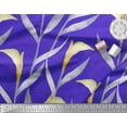 thumbnail image 3 of Soimoi Blue Rayon Fabric Leaves Watercolor Printed Fabric 1 Yard 42 Inch Wide, 3 of 3