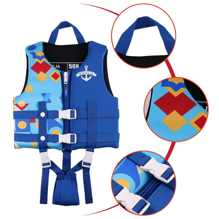Boglia Kids Swim Vest Life Jacket Life Vest Pool Float with Adjustable  Safety Strap,Floaties for Age 1-9 Years/22-50Lbs,Blue