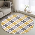 thumbnail image 2 of Moroccan Large Area Rugs for Bedroom Living Room, Soft Non Slip Carpet Bedside Rug, Vintage Moroccan Texture Yellow Grey Round Floor Cover Kitchen Accent Rug 4' for Dining Room/Office, 2 of 9