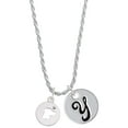 thumbnail image 1 of Delight Jewelry Silvertone Dog Head Silhouette Silvertone Script Initial Disc - Y - Charm Necklace, 20"+3", 1 of 4