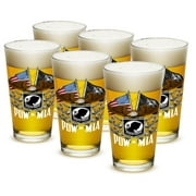 Patriotic 16 oz. Pint Glass Double Flag Eagle Pow (Case of 12) by Erazor Bits