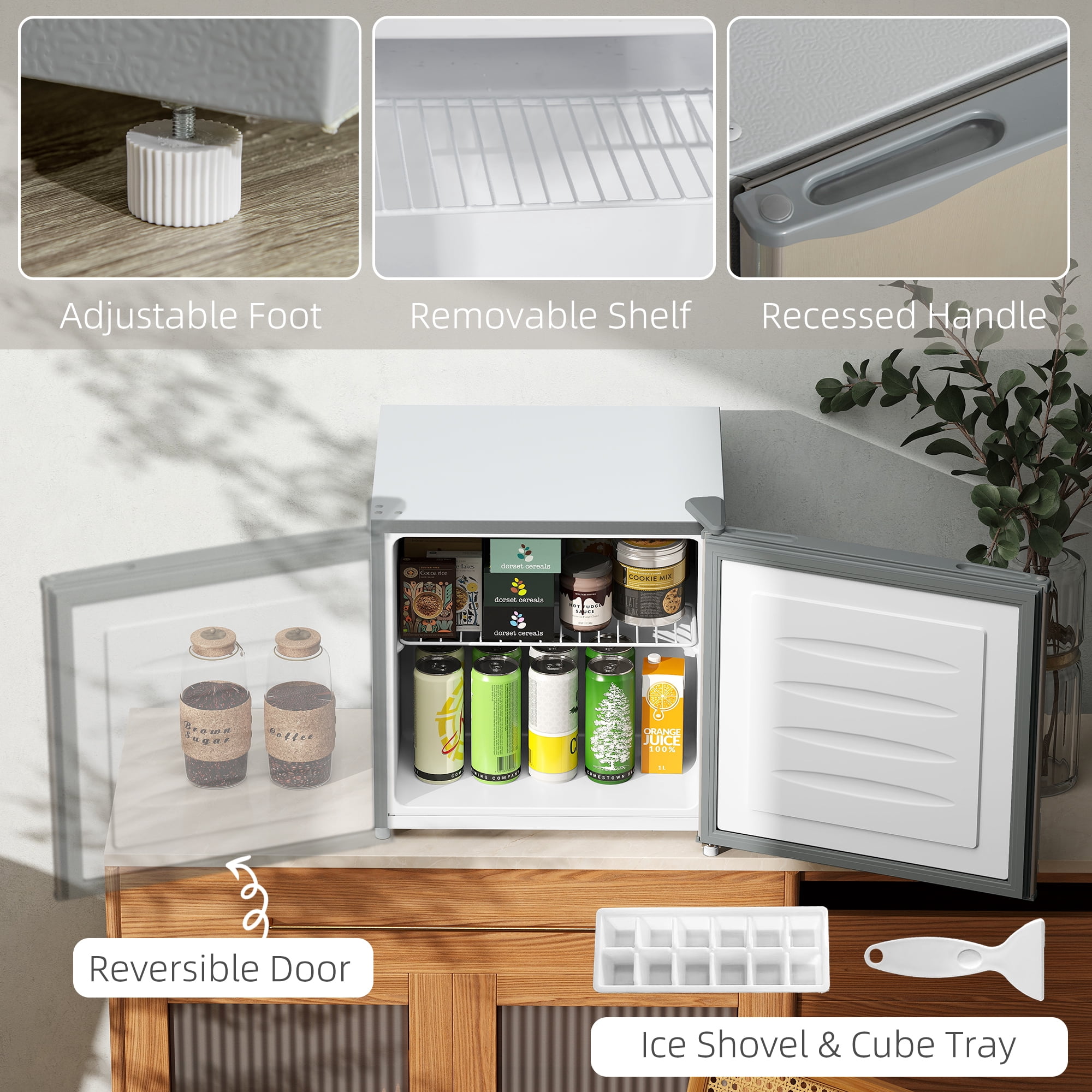 1.1 Cu.Ft Countertop Mini Freezer, Compact Upright Freezer with Removable Shelves, Gray