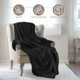 thumbnail image 5 of Superior Fleece Plush Fluffy Soft Blanket, Solid Black, Throw, 5 of 7