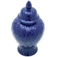 thumbnail image 3 of Red Lantern 20" Diamond Pattern Deep Blue Temple Jar, 3 of 8