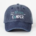 thumbnail image 2 of Womens Beach Hat Men I Am A Happy Camper Embroidery Washed Cotton Camping Baseball Cap Navy One Size, 2 of 4
