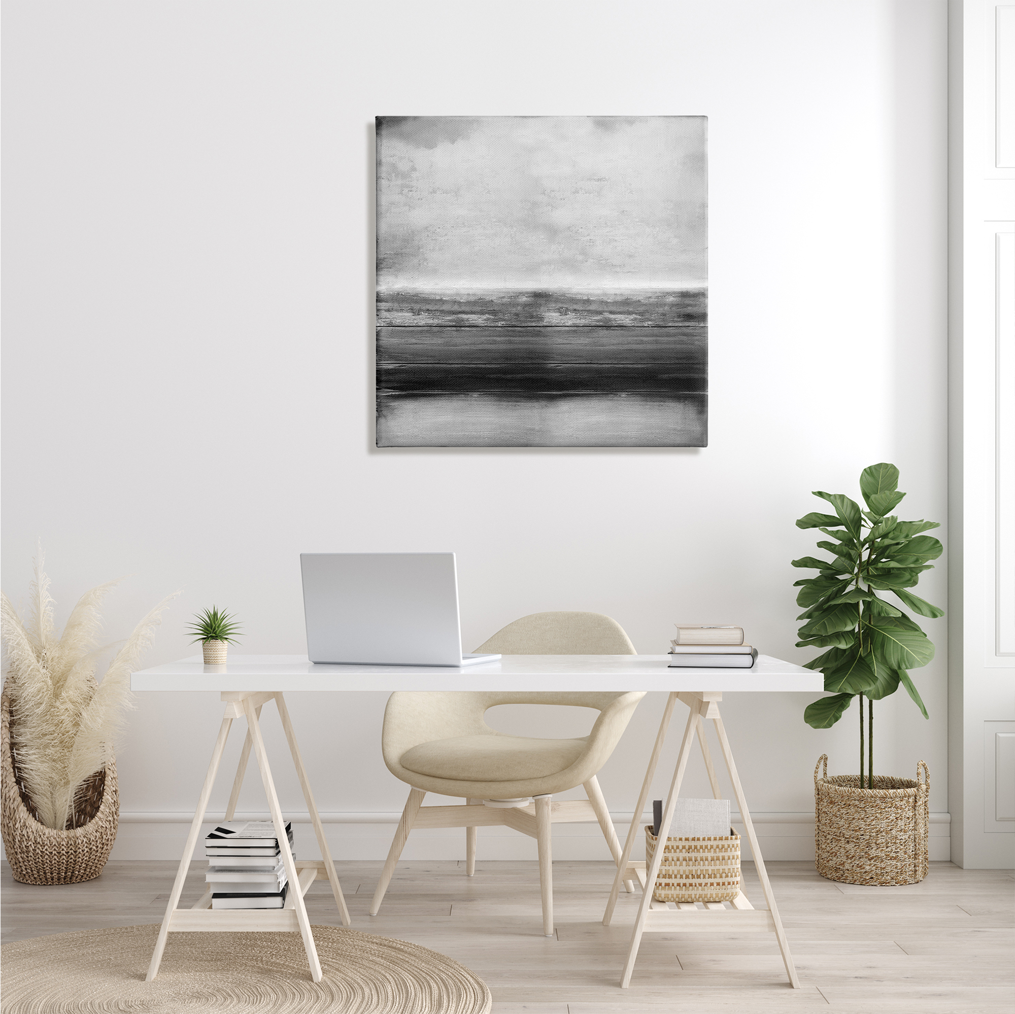 Stupell Industries Monochromatic Grey Rustic Abstraction Layered Shades, 30 x 30, Designed by Taylor Hamilton