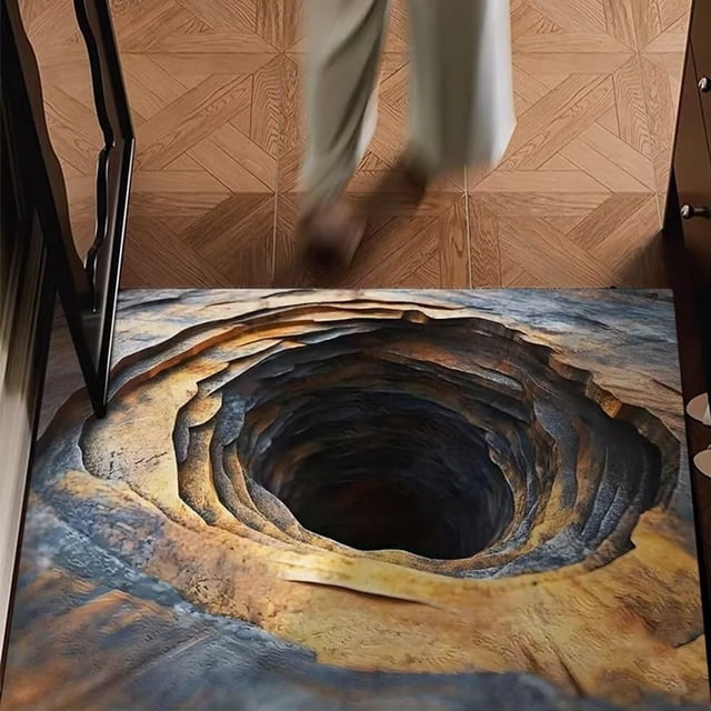 3D Optical Illusion Doormat - Endless Abyss Pattern, Non-Slip & Water-Absorbent Floor Mat for Indoor/Outdoor Home Decor