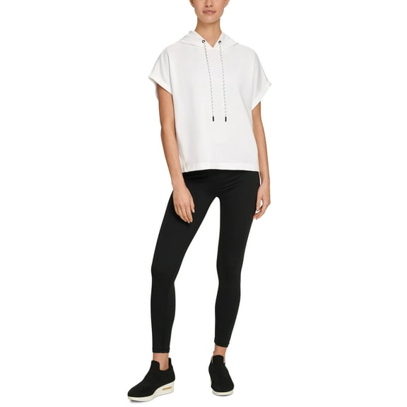 DKNY Womens Port Cotton Logo Short-sleeve Hoodie Size M