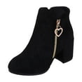thumbnail image 4 of PiGOGI Women's Heart Boots for Women Side Zipper Ankle Booties Fall Winter Fashion Chunky Heel Trendy Black 40, 4 of 5