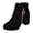 Black, variant on Women's Suede Ankle Boots Chunky Heel Side Zipper Square Toe Heart Metal Detail Chain Ankle Strap Trendy Fashion Fall Winter Short Boots