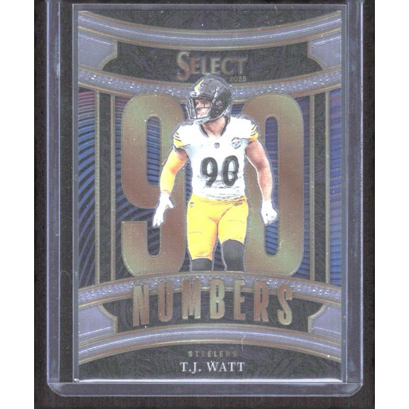 2025 Panini Select #18 T.J. Watt Select Numbers Pittsburgh Steelers Football Card Pittsburgh Steelers NFL FOOTBALL Trading Card