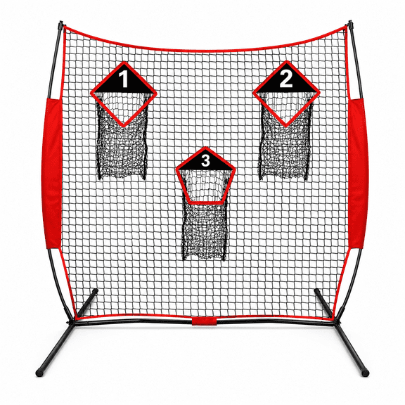 Galileo 8x8ft Football Throwing Net, Quarterback Throwing Practice Net with 3 Target Pockets, Steel Frame and Carry Bag for Backyard Training
