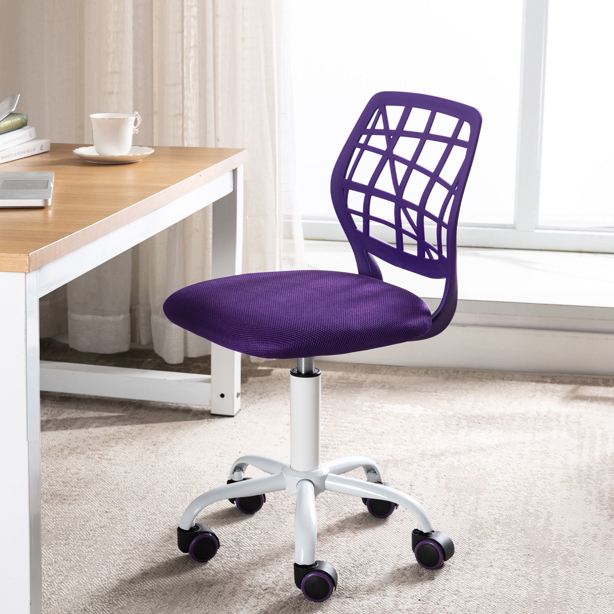 Luccalily Kids Study Desk Chair Cute Computer Office Bedroom Mesh Chair Ergonomic Swivel Armless 