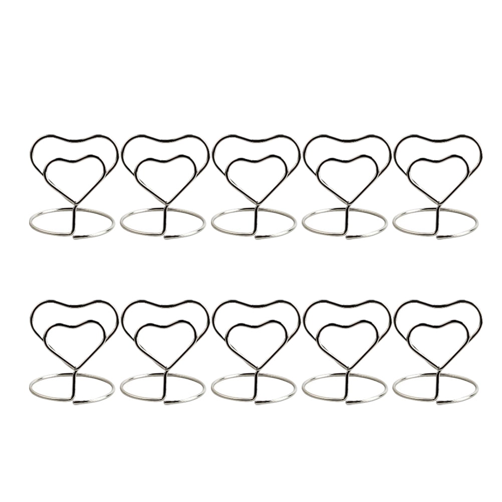 10pcs Metal Memo Holder Heartshaped Table Placecard Holder Paper Clips