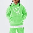 thumbnail image 5 of CPNG Teens Kids Unisex Boys Girls Sweatsuit 2 Piece Set Heart Print Sweatsuits Hoodie Sweatshirts and Sweatpants Set(Light Green,9-10 Years), 5 of 5