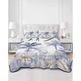 thumbnail image 3 of Blue Yellow Palm Tree King Size Down Alternative Comforter, Lightweight Comforter Quilt Bedding Set with Pillow Shams Summer Botanical Tropical All Seasons Bed Comforter Duvet Insert 96"x106", 3 of 7