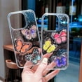 thumbnail image 2 of Compatible with iPhone Case,Colorful Butterfly Glitter Gold Foil Full Body Protection [Compatible with Wireless Charging] Clear Soft Shockproof Cover Phone Case (Pink,iPhone 12 Pro), 2 of 6