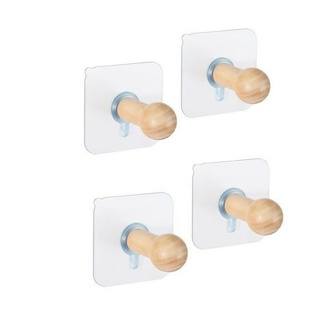 

4Pcs Adhesive Wooden Hooks Nails Wood Peg Hooks Hat Storage Wall Mounted Hook 230104