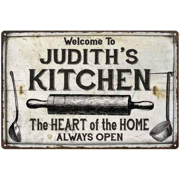 JUDITH'S Kitchen Farmhouse Sign 8 x 12 High Gloss Metal 208120033067