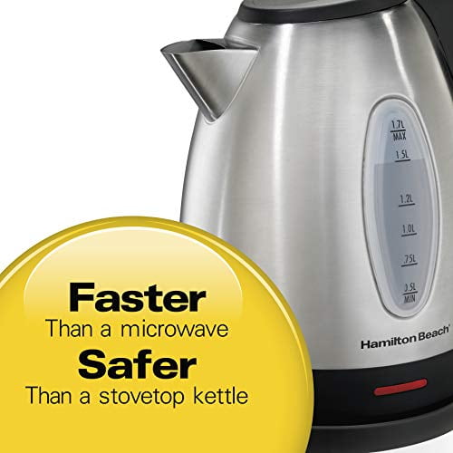 Hamilton Beach Electric Tea Kettle Water Boiler Heater 1.7 L Cordless Auto Shutoff and Boil Dry Protection Stainless Steel 40880 Walmart