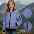 thumbnail image 2 of SGFCWSX Girls Bomber Jacket Zip Up Lightweight Water Resistant Pockets Casual Windbreaker Coat Purple Size 15, 2 of 9