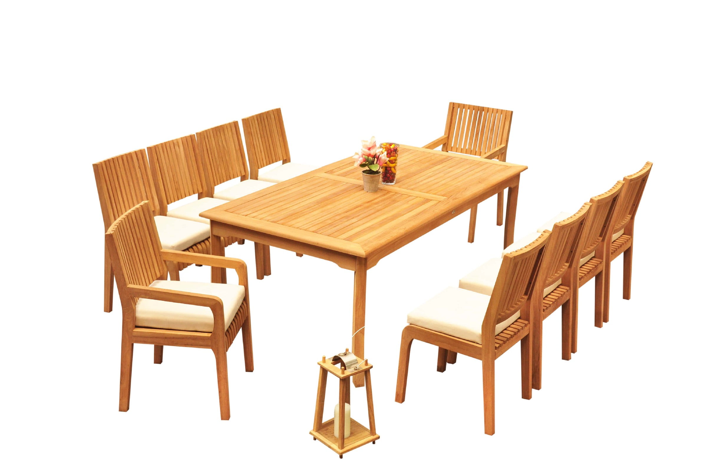 Grade-A Teak Dining Set: 10 Seater 11 Pc: 83" Rectangle Table And 10 ...