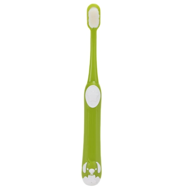 Cepillo de dientes para niños con dibujos animados, suave, seguro, de silicona, limpiador bucal para bebés, cepillo de dientes verde