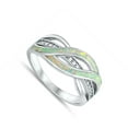 thumbnail image 4 of CHOOSE YOUR COLOR Clear CZ White Simulated Opal Woven Knot Ring .925 Sterling Silver Band Female Size 5, 4 of 4