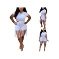 thumbnail image 2 of ITFABS Sports Outfits Short Sleeve Knot Crop Top + Fringe Fifth Pants, 2 of 9