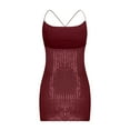 thumbnail image 6 of Cocktail Dresses for Women Dgankt Women's Sexy Sequin Sparkly Glitter Party Club Dress Spaghetti Straps Wrap V-Neck Bodycon Dress, 6 of 8