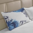 thumbnail image 2 of Ocean Knitted Quilt Pillowcover, Sealife Sea Shells and Sand Stones Deep Water Star Fish Blue Toned Design, Standard King Size Pillow Cover for Bedroom, 30" x 20", Navy Blue and White, by Ambesonne, 2 of 2