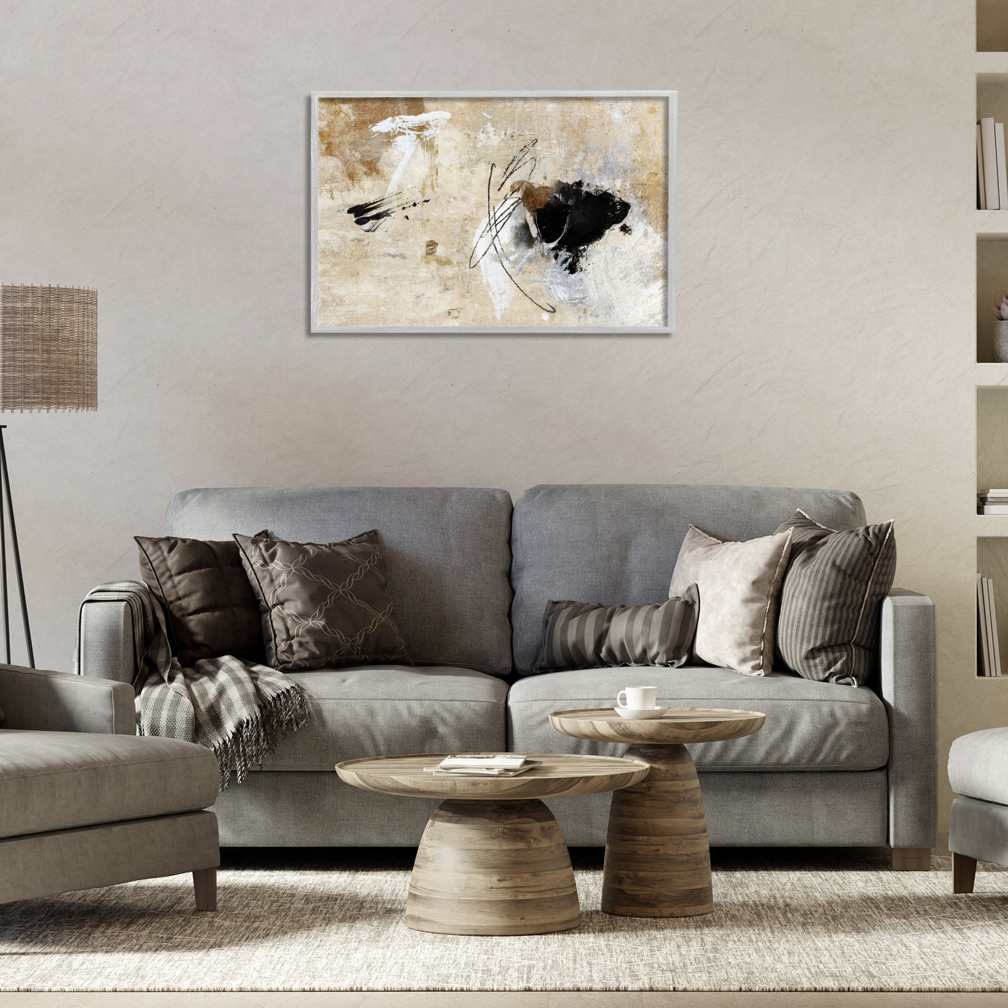 Stupell Industries Rustic Scribble Abstraction Abstract Painting Gray Framed Art Print Wall Art, 30 x 20