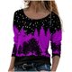 thumbnail image 1 of Moda mujer Casual impresión cuello redondo manga larga suelta camiseta otoño blusa pulóver Tops Pompotops  FGAJ6209, 1 of 5