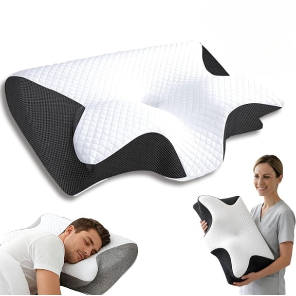 Contour Memory Foam Neck Pillow for Side and Back Sleepers, Cervical Orthopedic Pillow
