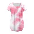 thumbnail image 6 of JTZGDY Floral Shirts for Women Loose Fit Vintage Graphic Summer Short Sleeve Henley Tops Trendy Oversized Dressy Casual Flowy Tunic Blouse to Hide Belly for Leggings Pink#02 S, 6 of 6