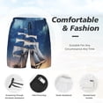 thumbnail image 3 of Honeii Moonlit Night Sea Sailboat Print Men's Swim Shorts,Mens Swim Trunks,Breathable Mesh Beach Shorts for Swimming,Surfing, and Beach Activities-3X-Large, 3 of 6