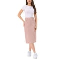 thumbnail image 3 of INSPIRE CHIC Women's Denim Skirts High Waist Zipped Split Back Midi Jean Skirts with Pockets Pink M, 3 of 7