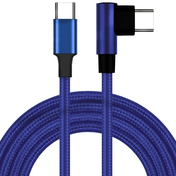 Cable de Transferencia Tipo C VentDepot Speed Blue 3LI 1Pza 3m USB-C Recto a 90° Azul Rápida 60W 3A