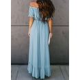 thumbnail image 4 of Asyoly Womens Dresses Off Shoulder Maxi Dresses Short Sleeve High Low Ruffle Evening Party Dress Solid Cocktail Skater Dresses, 4 of 5