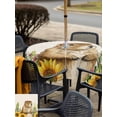 thumbnail image 5 of Outdoor Tablecloth with Umbrella Hole for Patio/Picnic/Party/Camping, Groundhog Day Waterproof Table Cloth Square Cover Washable, Sunflower Spring Floral Botanical Rustic (60"x 60"), 5 of 8