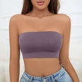 thumbnail image 2 of Wdgfv Womens Wireless Strapless Bandeau Bra Bralettes Seamless No Padded Tube Top Bra Purple L, 2 of 5