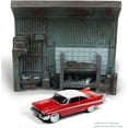thumbnail image 4 of 1958 Plymouth Fury Red with \Darnell\'s Garage\" Interior Diorama from \"Christine\" (1983) Movie 1/64 Diecast Model by Johnny Lightning", 4 of 4